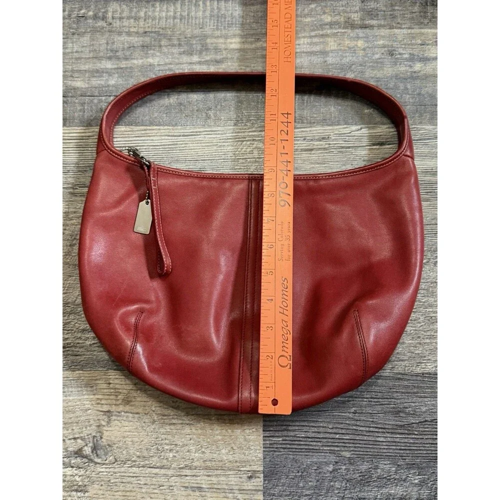 Coach Ergo 9219 Red Leather Hobo Shoulder Bag Y2K Vintage Zip Purse
